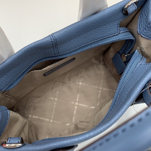 Michael Kors Mirella Small Pebbled Leather Crossbody Top Zip XBODY Bag Denim NWT - Picture 11 of 16